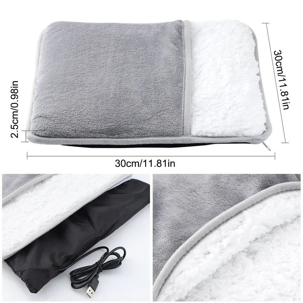 Electric Foot Warmer - USB Heated Plush Pad