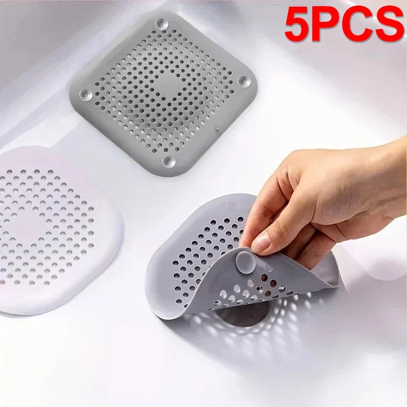 5/1PCS Hair Catcher Filter Sink Anti-blocking Strainer Bathtub Shower Floor Silicone Stopper Cover Kitchen Bathroom Accessor