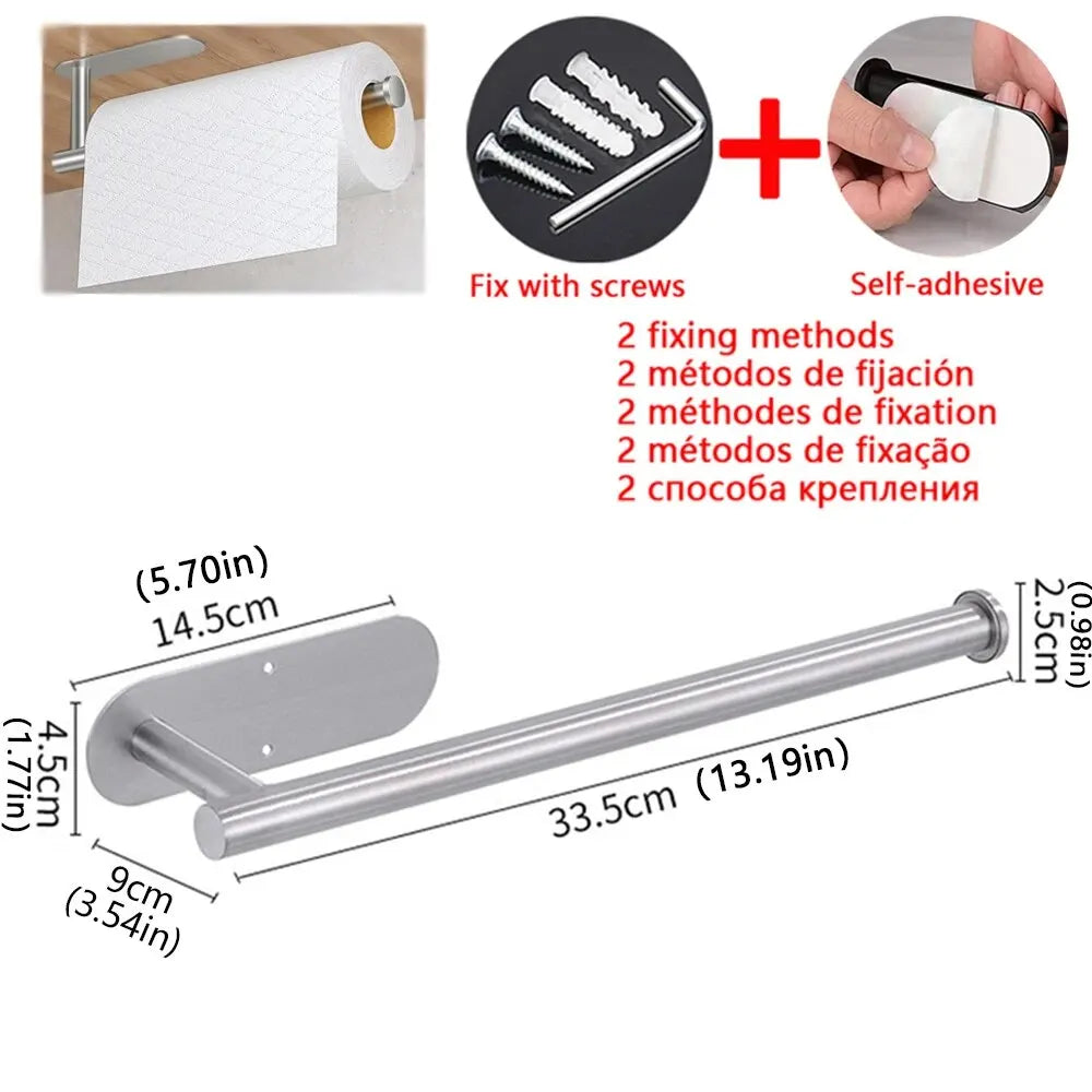 Adhesive Paper towel Holder under Cabinet Kitchen Rack