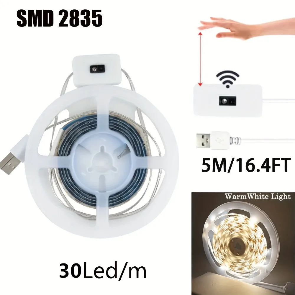 USB LED Strip Lights DC 5V Smart Dimmer Hand Scan Sensor Switch On/off Control Backlight Tape TV Lamp Tape Bedroom Home Decor