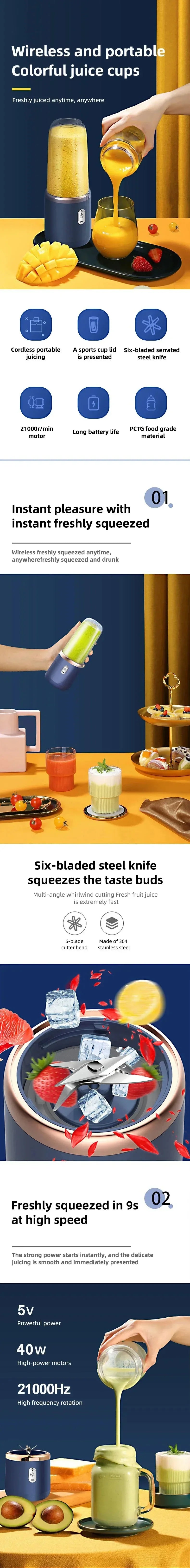 Portable USB Mini Blender – Personal Smoothie & Juice Maker